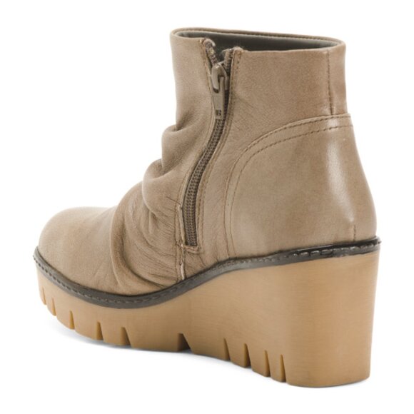 NEW DIBA TRUE Leather Nift Tee Wedge Booties Taupe for women 462tn - Picture 2 of 3